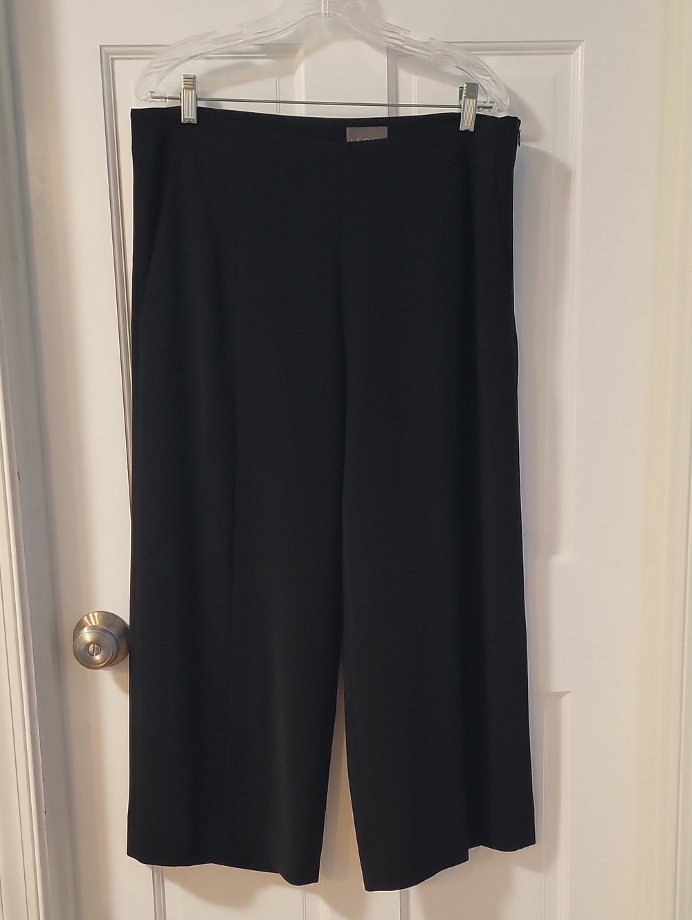 Leo & Sage Black Wide Leg Cropped Pants Culottes 12